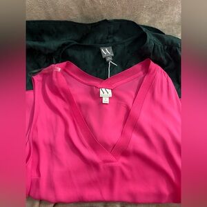 NWT & NWOT Worthington 1X and 0X Green and Pink Tank Tops